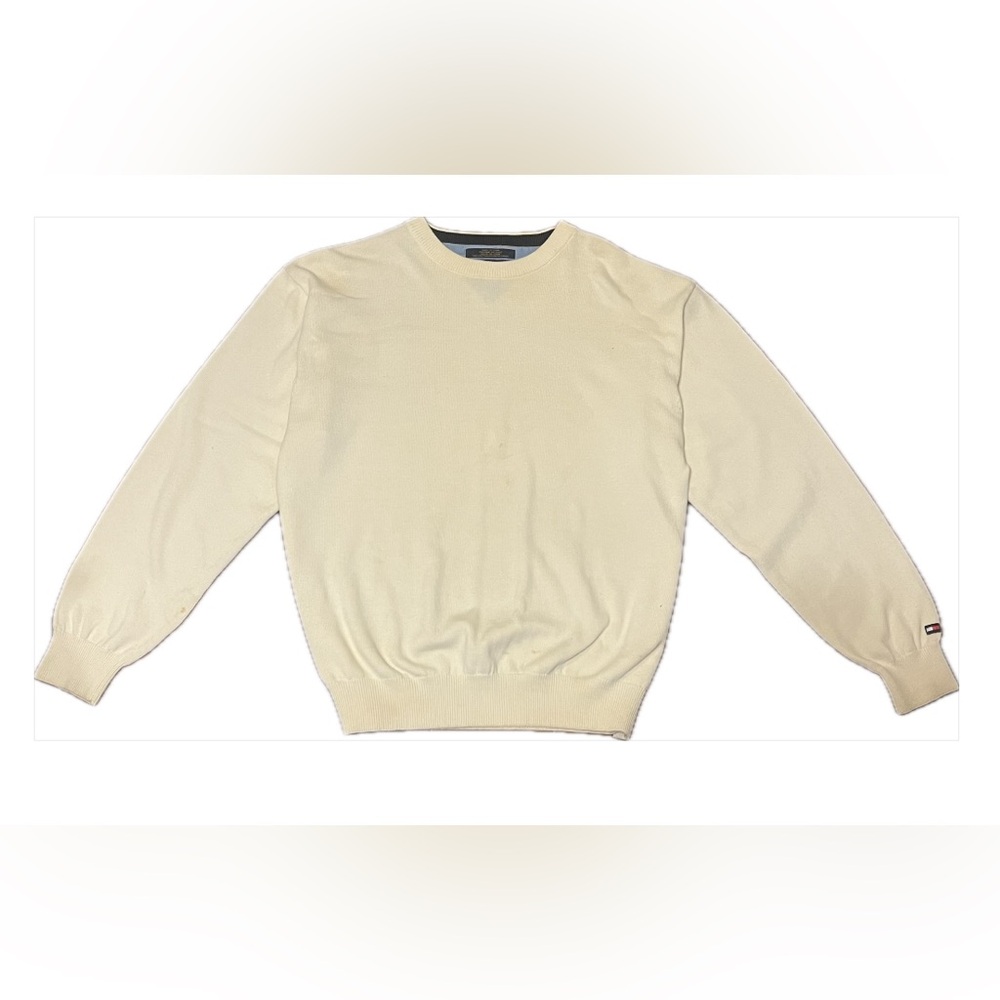 Tommy Hilfiger Vtg/Y2k 100% Cotton Cream Crewneck,Size Medium